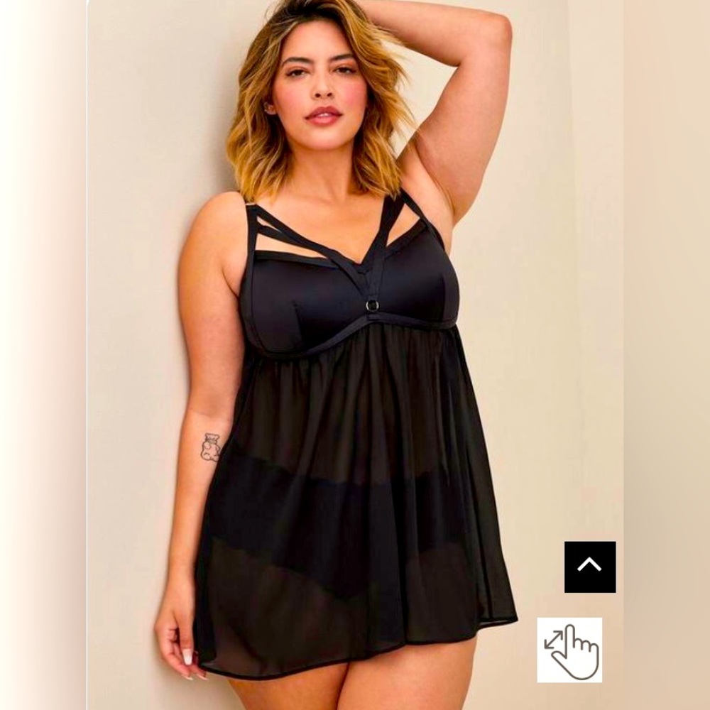 Torrid Strappy Babydoll - Satin Black